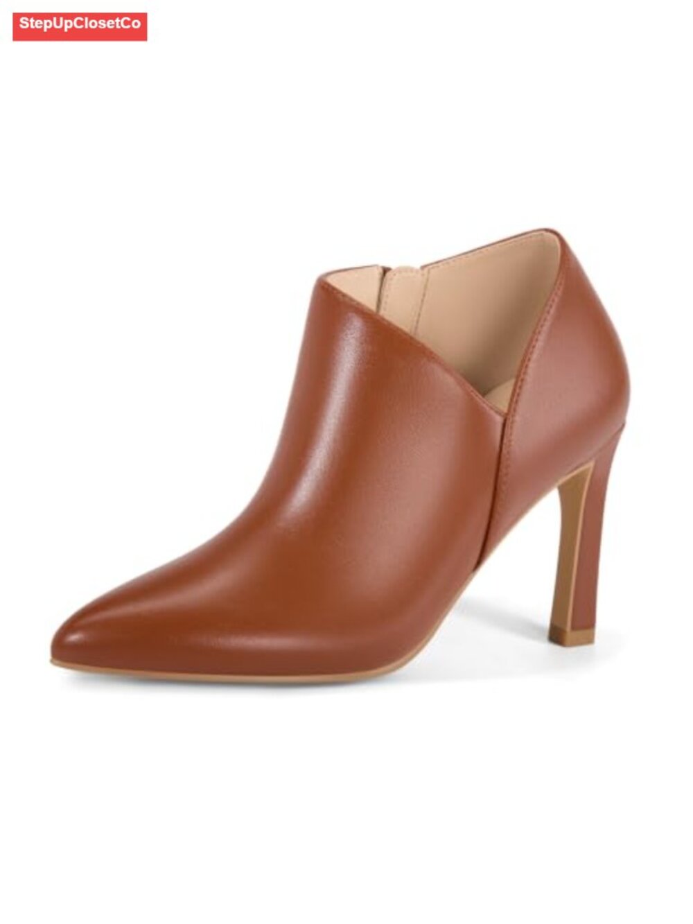 Suede Faux Leather Pointed Toe Ankle Boots Kitten Heel Side Zip Office Booties
